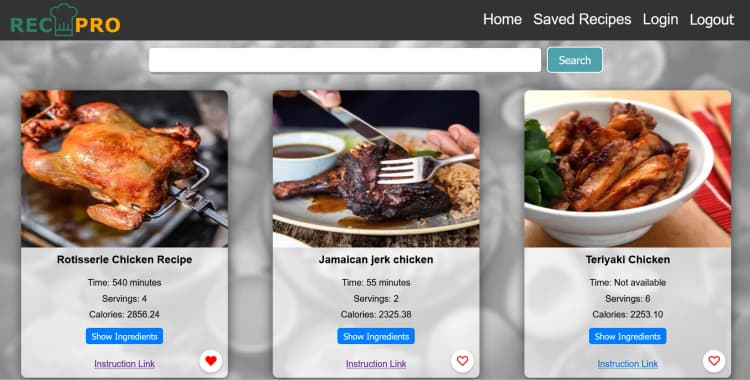 ReciPro - Recipe Finder Full Stack Java App